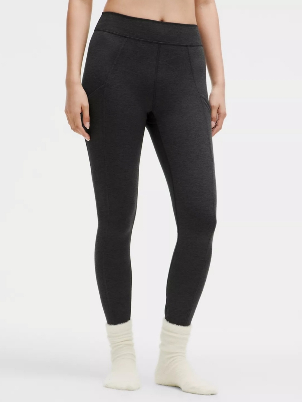Lululemon Soft Suedey High-Rise Tight 25" Sz 12 Legging Black W5GJCS Pockets